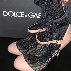 Dolce & Gabbana Fishnet Mary Jane Pumps